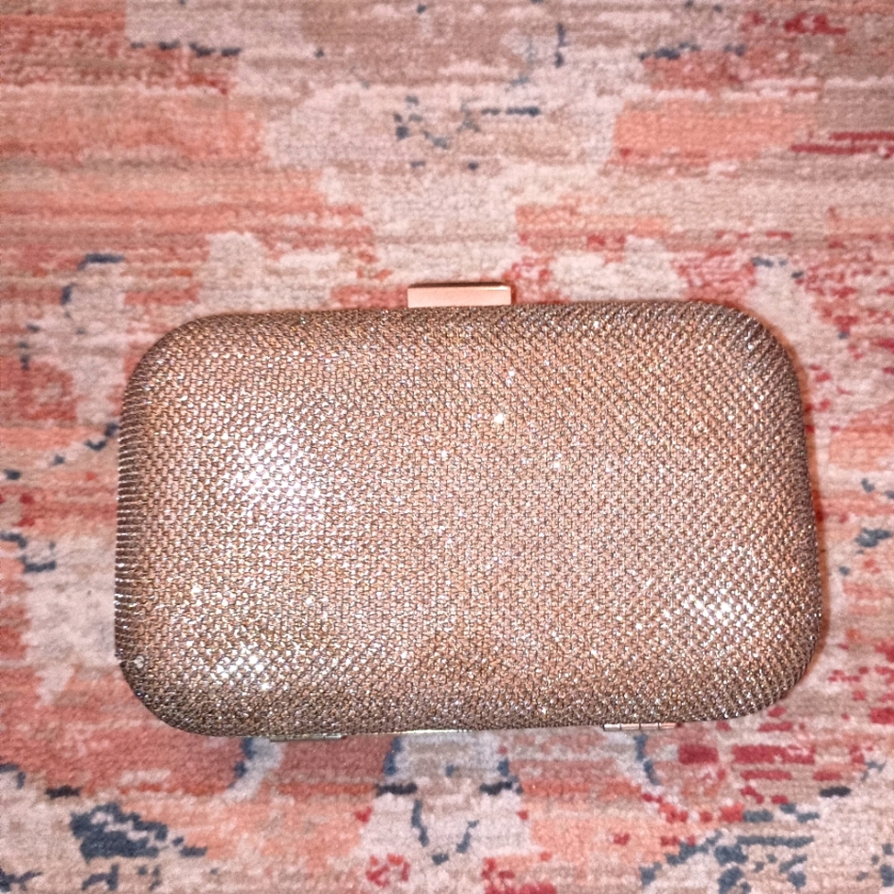 Jessica McClintock Vintage hard mesh Silver Tone Hardware Clutch